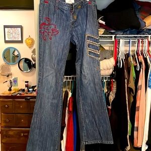 A/X Armani Exchange Flared Embroidered Jeans